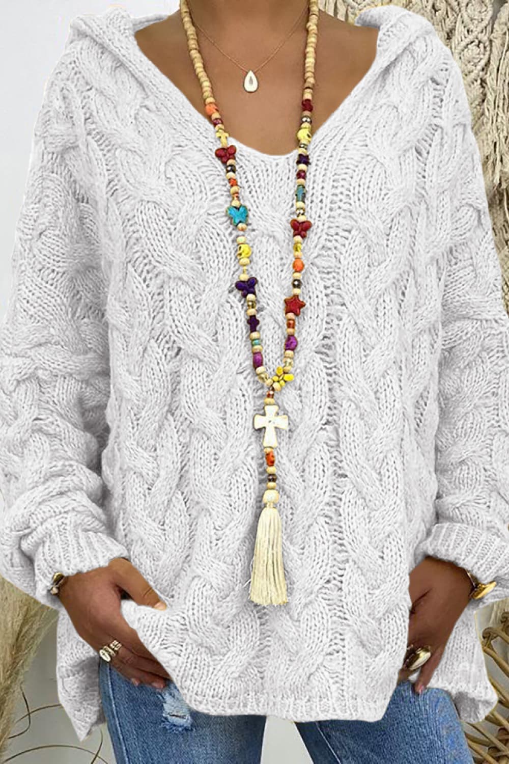 Cable-Knit Hooded Sweater Easy Apparels