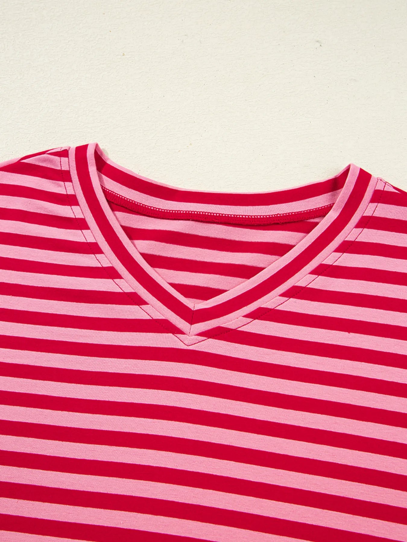Trendsi Striped Drop Shoulder V Neck Top