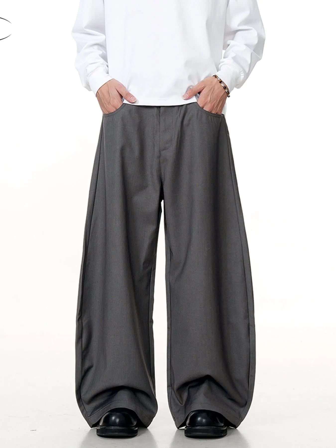 Men's Wide Leg Relaxed Fit Casual Pants Dark Gray Easy Apparels