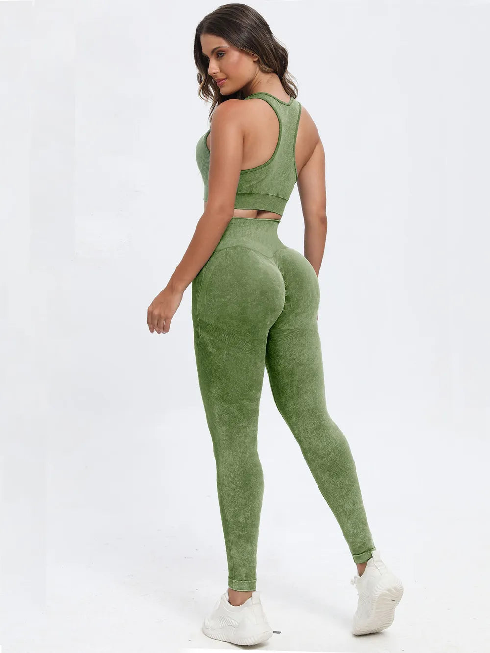 Scoop Neck Wide Strap Top and Pants Active Set Matcha Green Easy Apparels