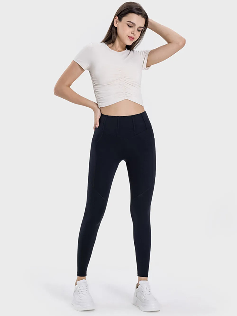 Millennia Pocketed High Waist Active Leggings Easy Apparels