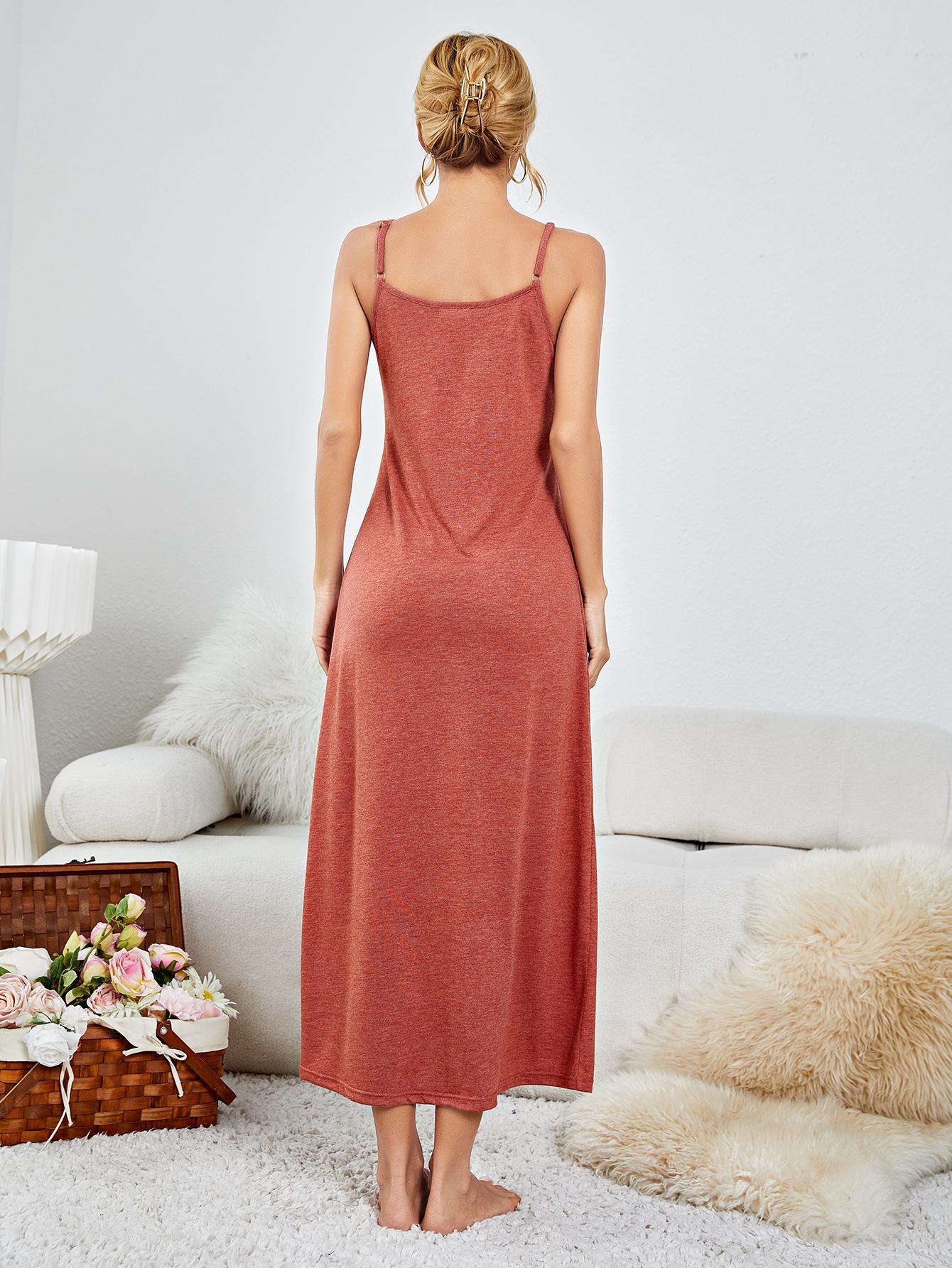 Scoop Neck Spaghetti Strap Night Dress Easy Apparels