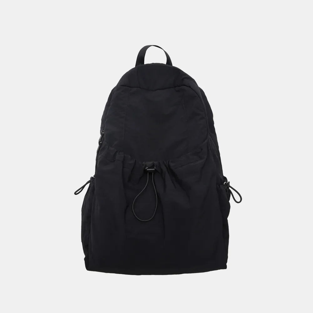 Drawstring Nylon Backpack Bag Black One Size Easy Apparels