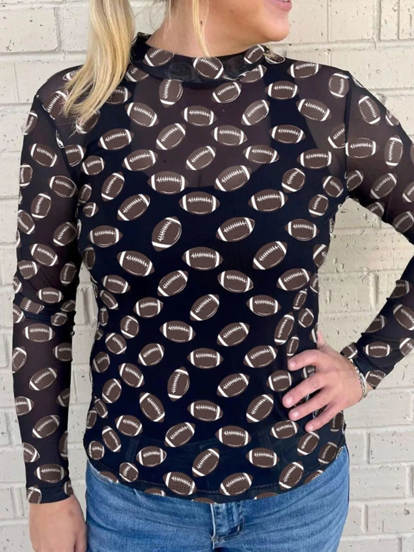 Trendsi Game Day Football Print Long Sleeve T-Shirt