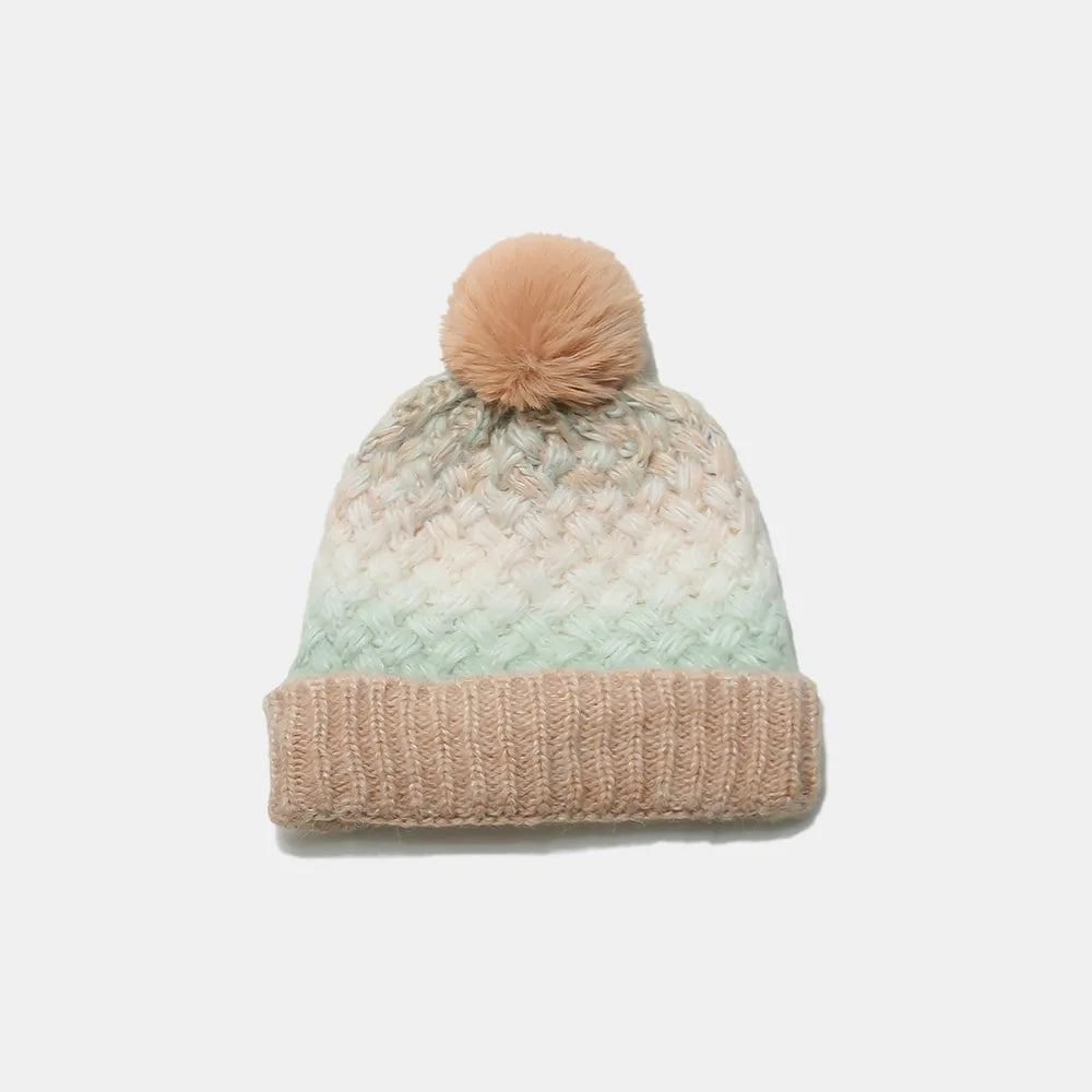 Gradient Knit Hat with Pompom Easy Apparels