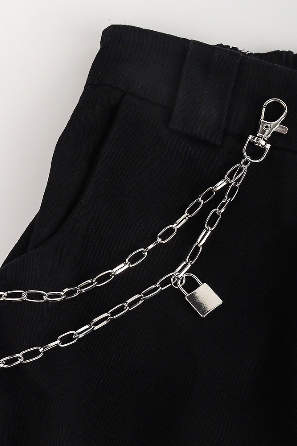 Double Layered Iron Chain Belt with Lock Charm Easy Apparels