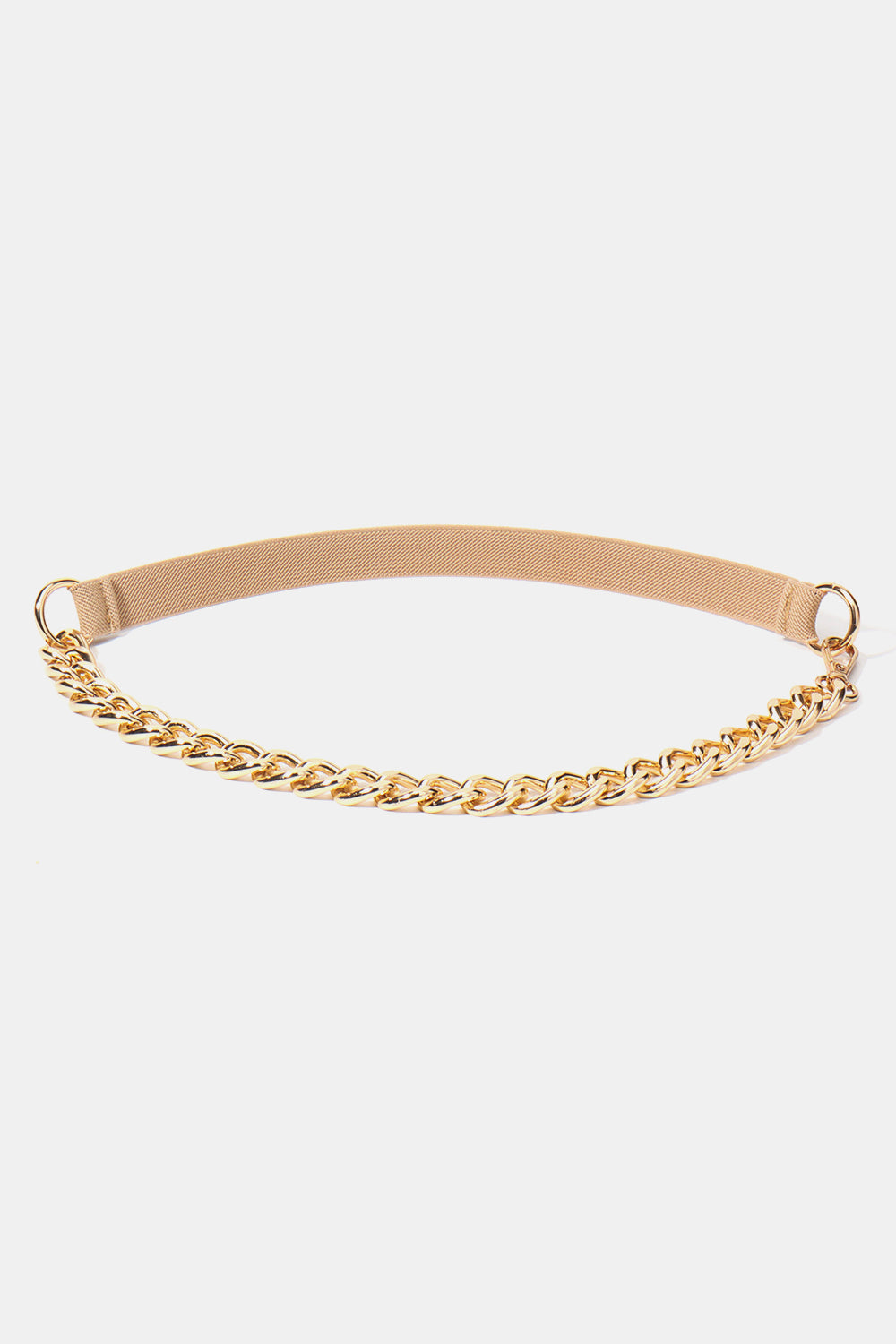 Half Alloy Chain Elastic Belt Cream Gold One Size Easy Apparels