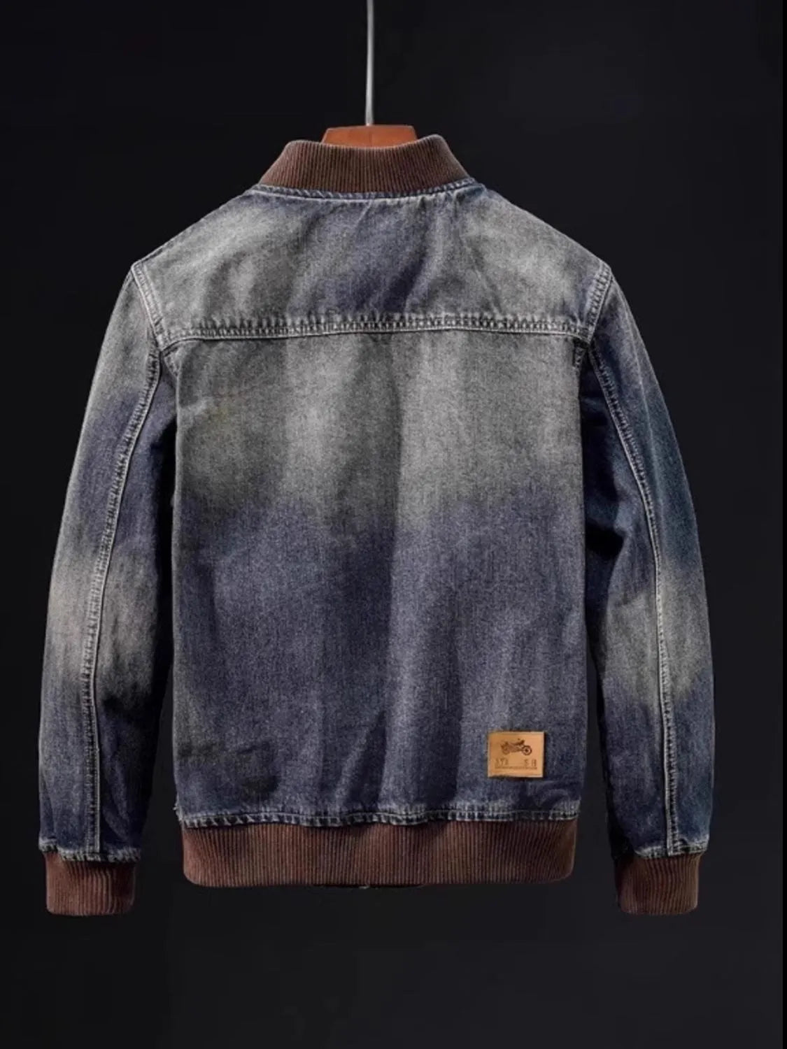 Men's Plus Size Button Up Washed Denim Bomber Jacket Easy Apparels
