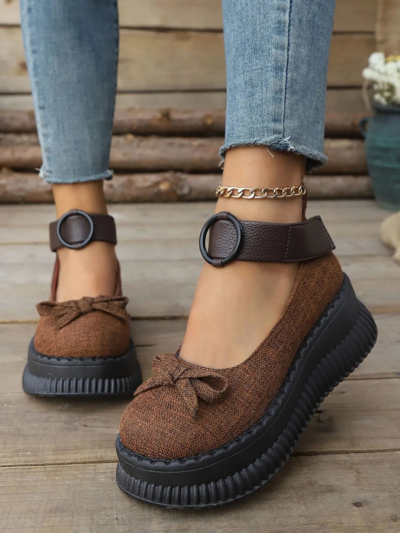 Bow Round Toe Platform Loafers Easy Apparels