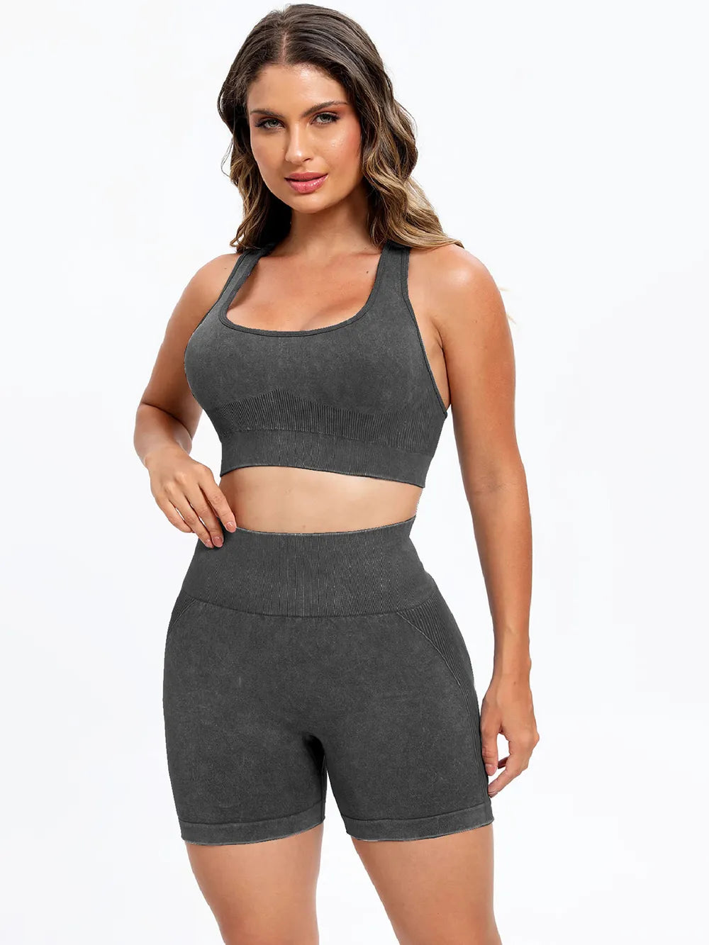 Scoop Neck Wide Strap Top and Shorts Active Set Easy Apparels