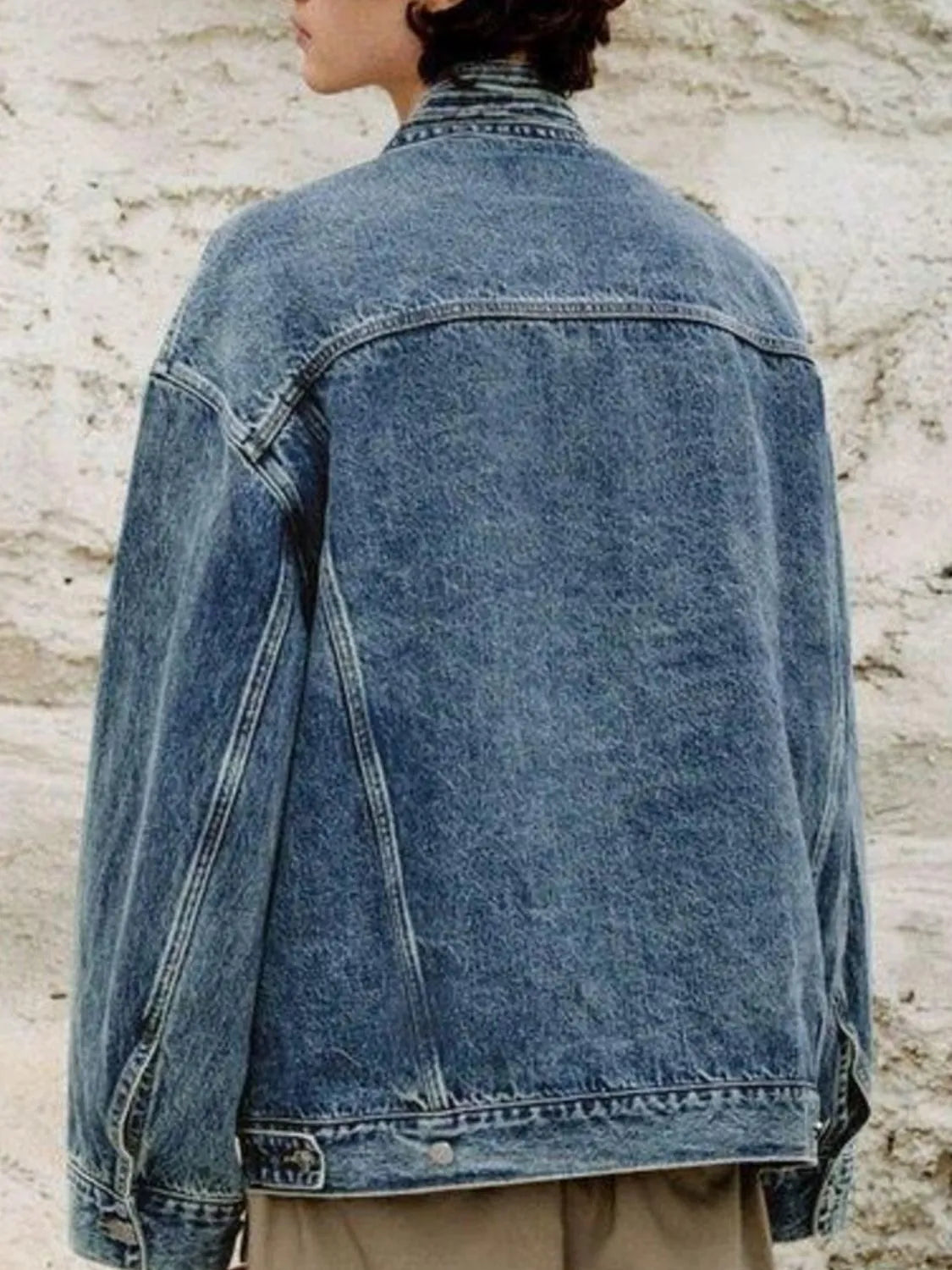 Men's Plus Size Washed Tied Long Sleeve Denim Jacket Easy Apparels