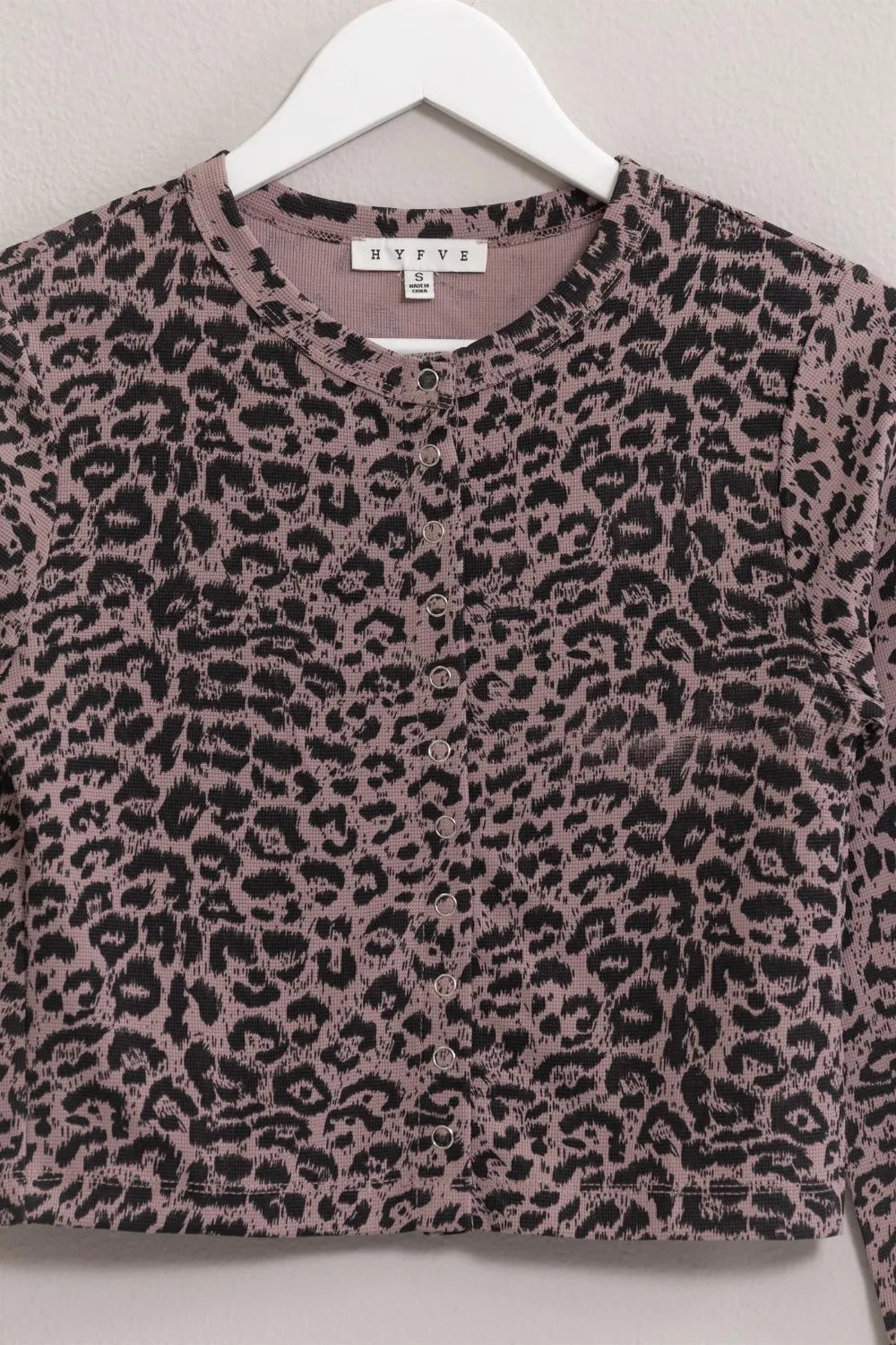 HYFVE Animal Print Snap Down Crop Cardigan Easy Apparels