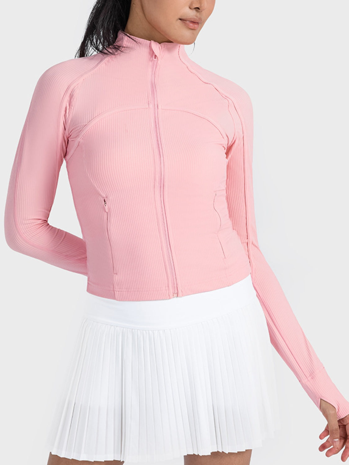 Millennia Zip-Up Long Sleeve Sports Jacket Carnation Pink Easy Apparels