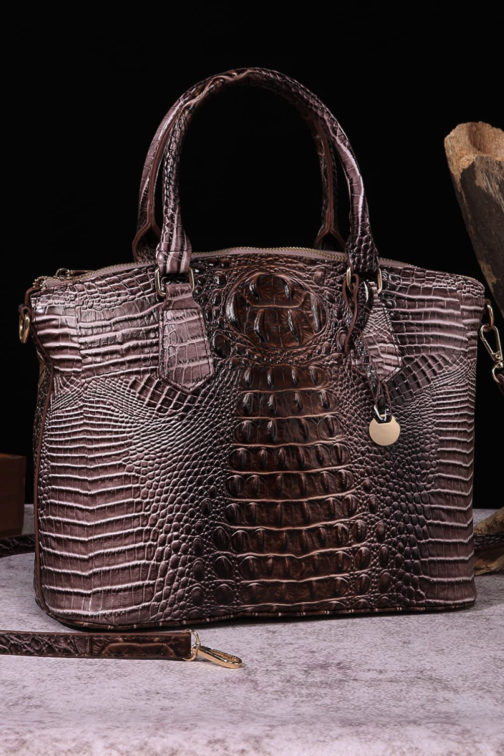 Gradient PU Leather Handbag Chocolate One Size Easy Apparels