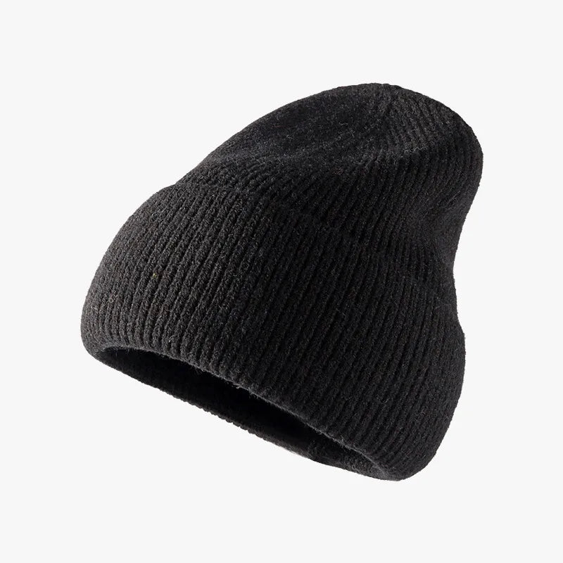 Thermal Solid Knit Hat Black One Size Easy Apparels