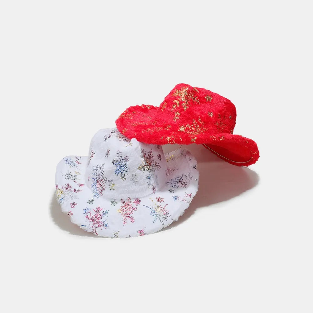 Fuzzy Snowflakes Polyester Hat Easy Apparels
