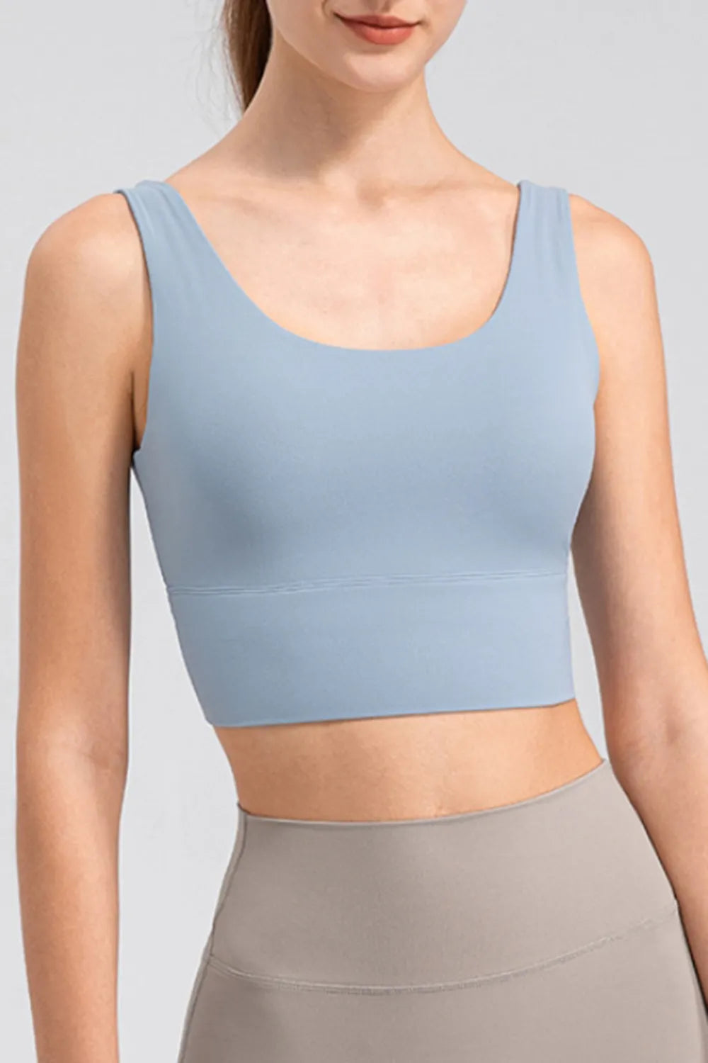 Scoop Neck Wide Strap Active Tank Light Blue Easy Apparels