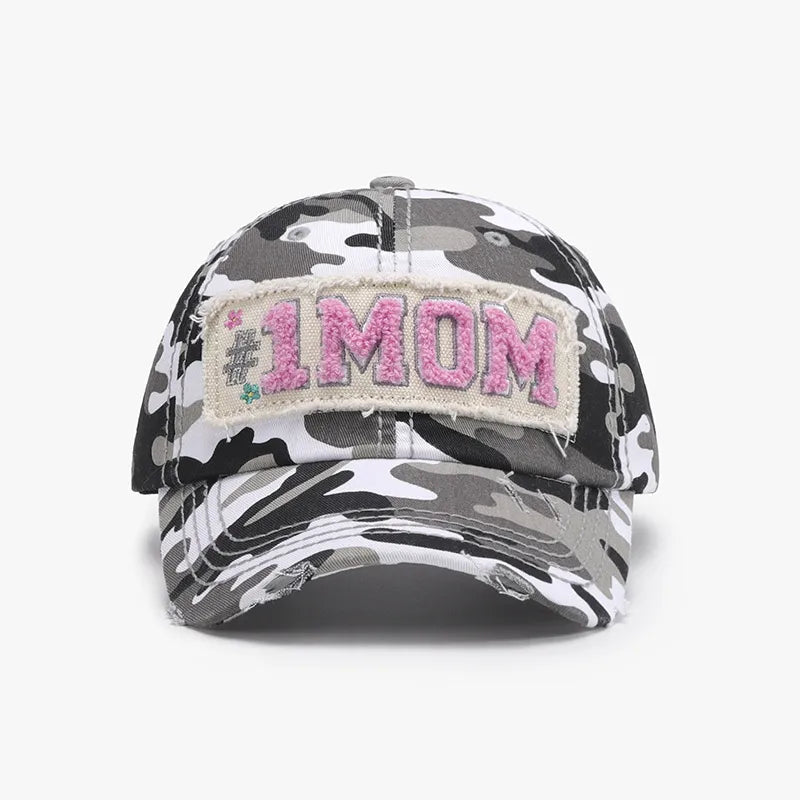 Letter Adjustable Cotton Baseball Cap Black and white camouflage One Size Easy Apparels
