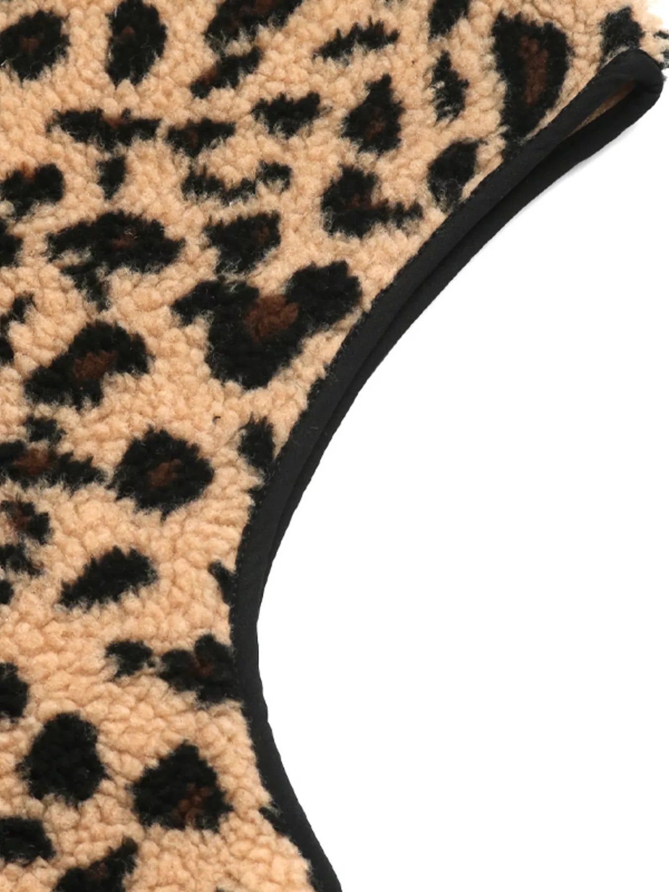 Leopard Fleece Vest Coat with Pockets Easy Apparels
