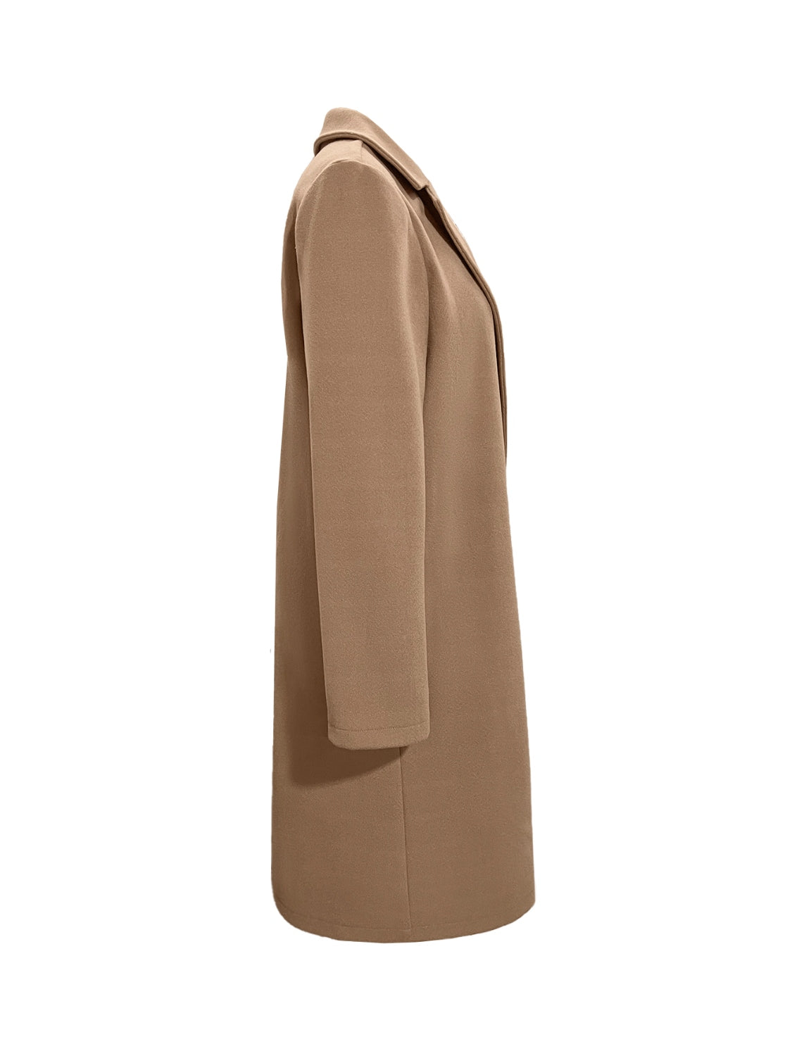 Collared Neck Button Up Long Sleeve Coat Easy Apparels