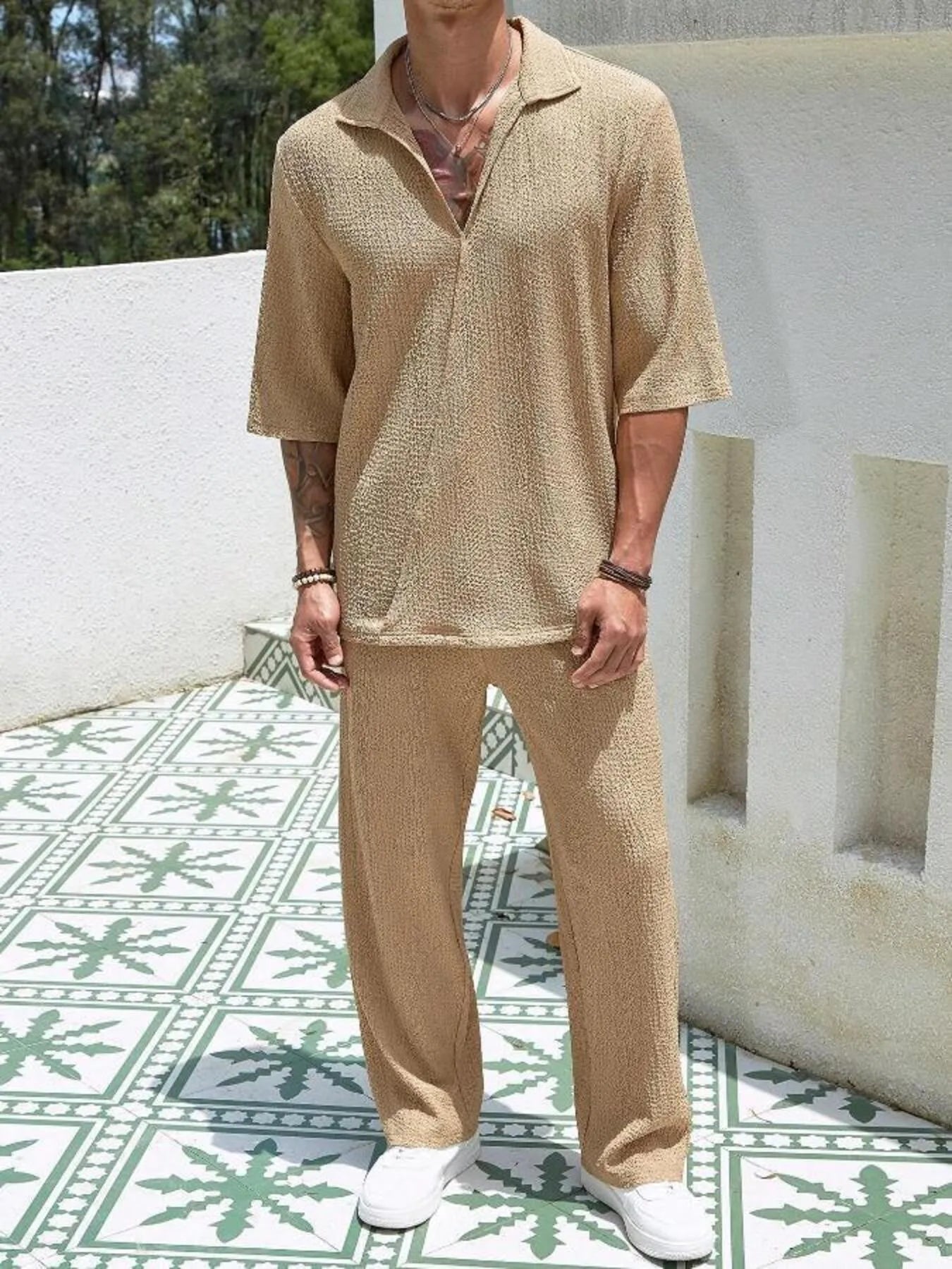 Men's Plus Size Half Sleeve Top and Pants Set Easy Apparels