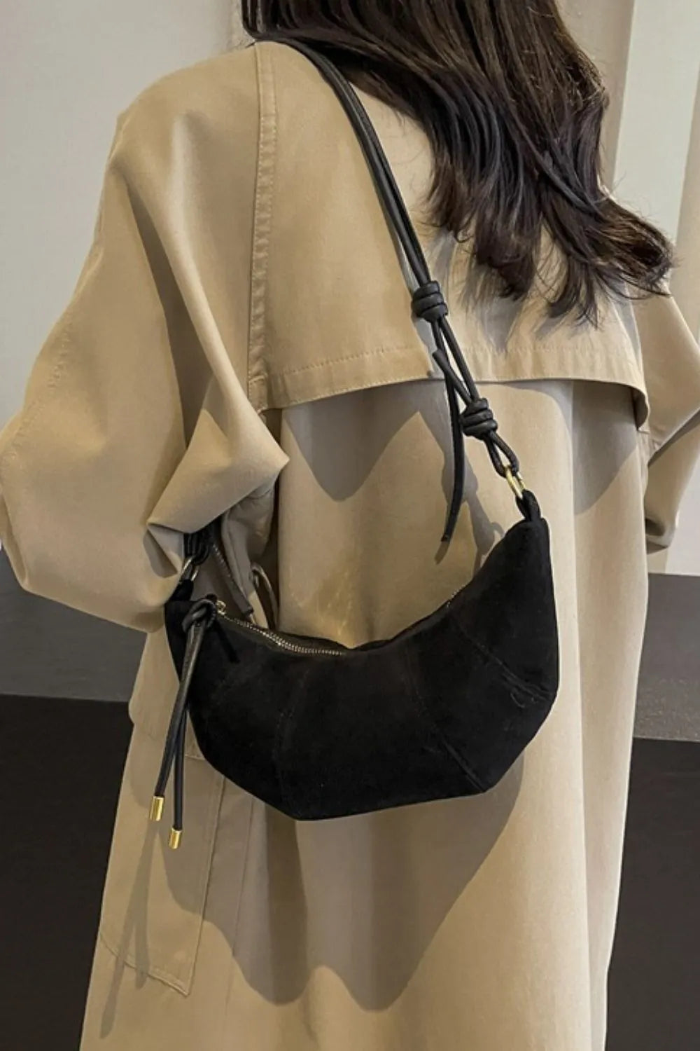 PU Leather Strap Suede Shoulder Bag Easy Apparels
