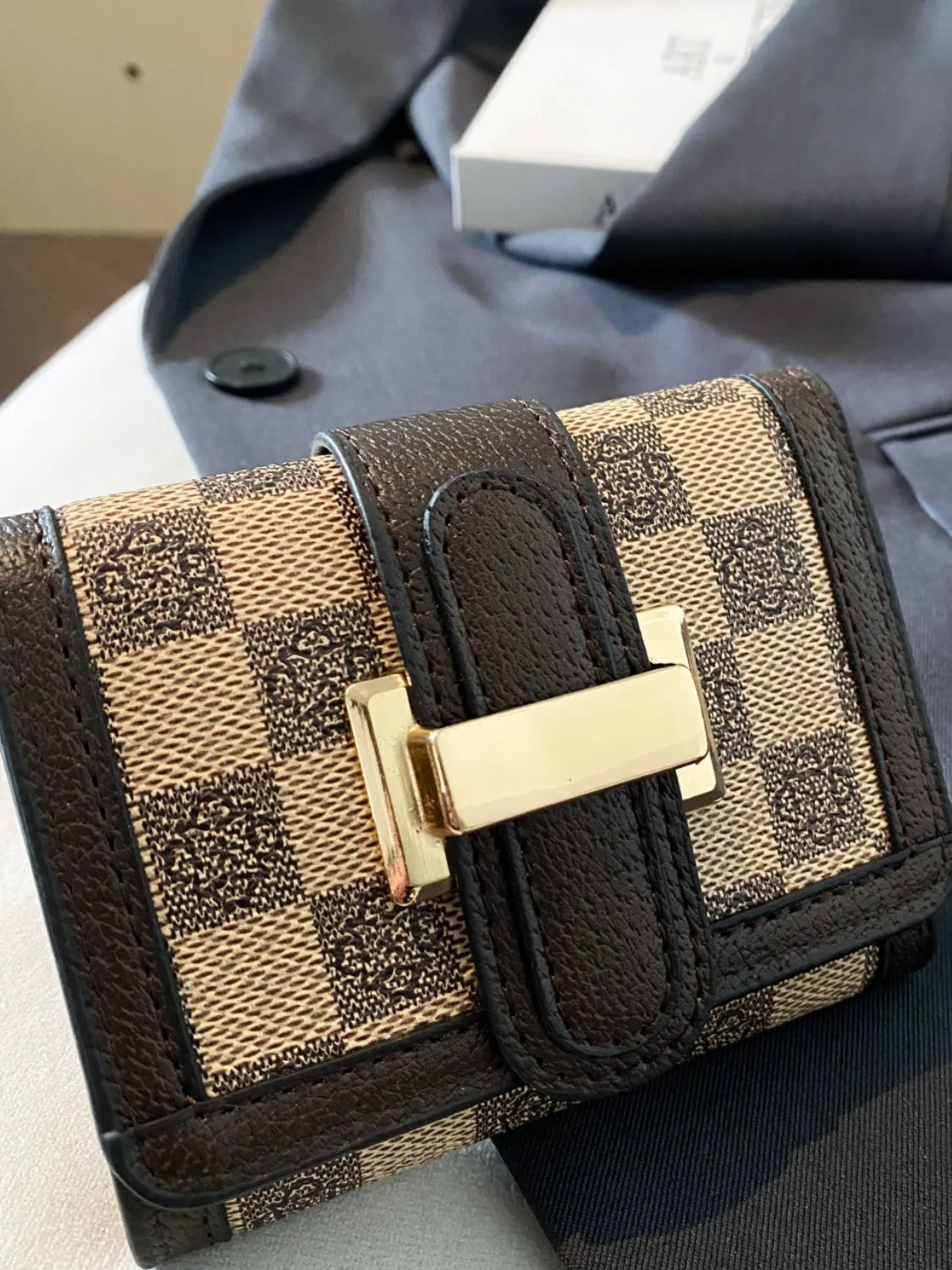 Printed PU Leather Wallet Chocolate One Size Easy Apparels