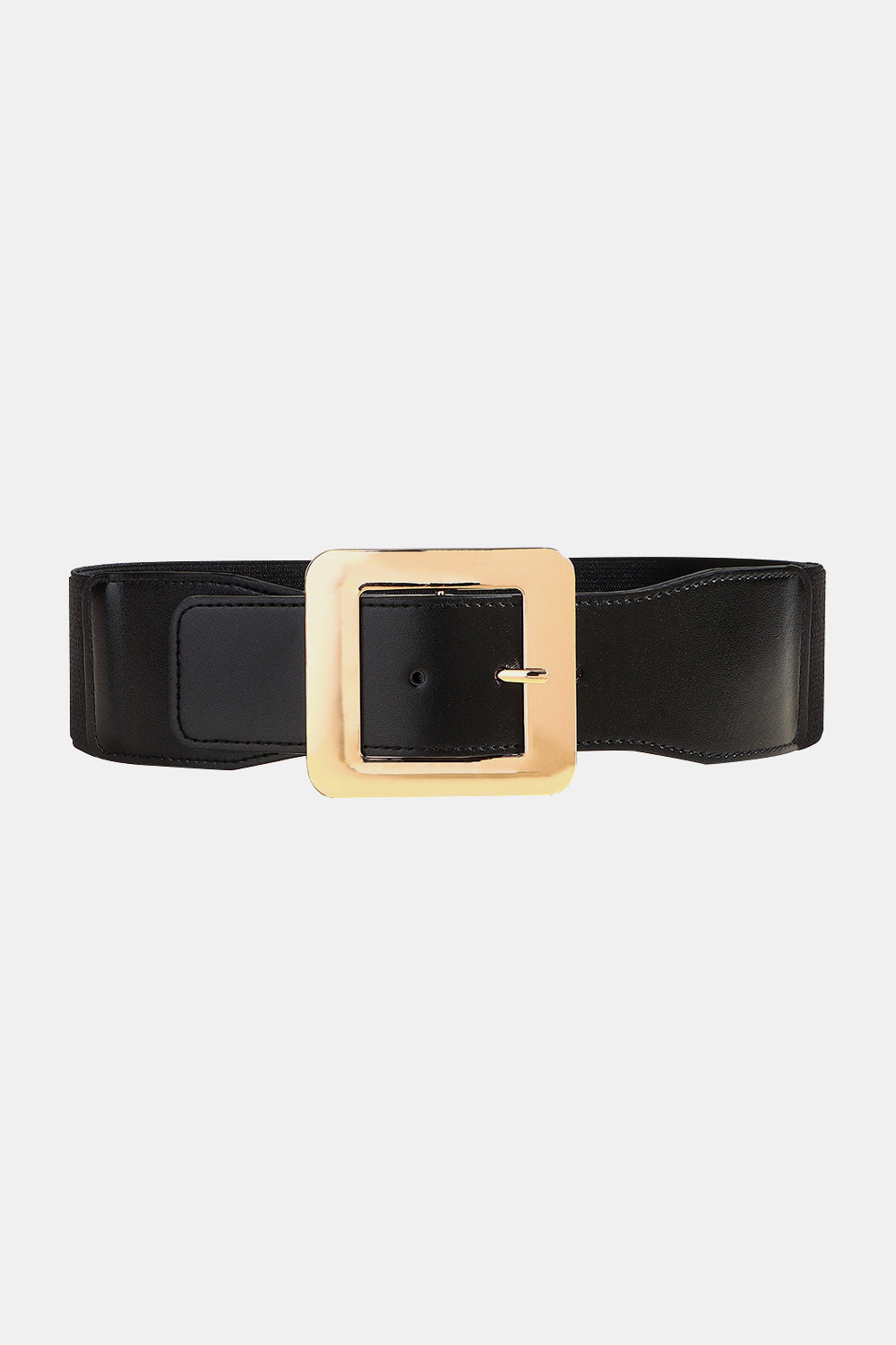 Alloy Buckle PU Leather Belt Black One Size Easy Apparels