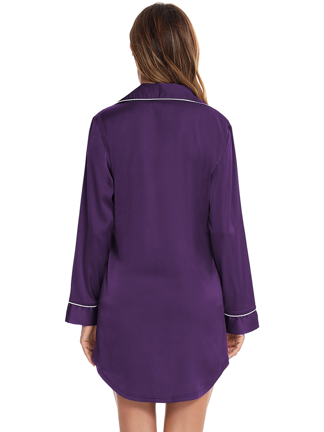 Button Up Lapel Collar Night Dress with Pocket Easy Apparels