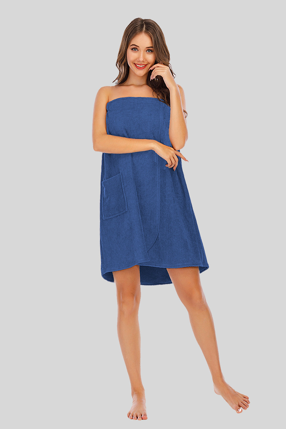 Strapless Robe with pocket Dusty Blue Easy Apparels