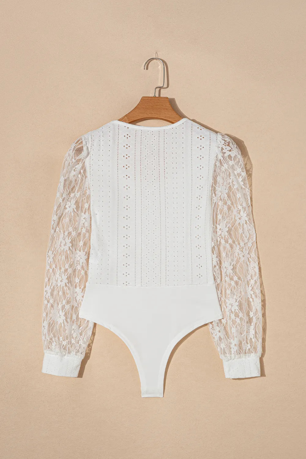 Trendsi Eyelet Lace Long Sleeve Bodysuit