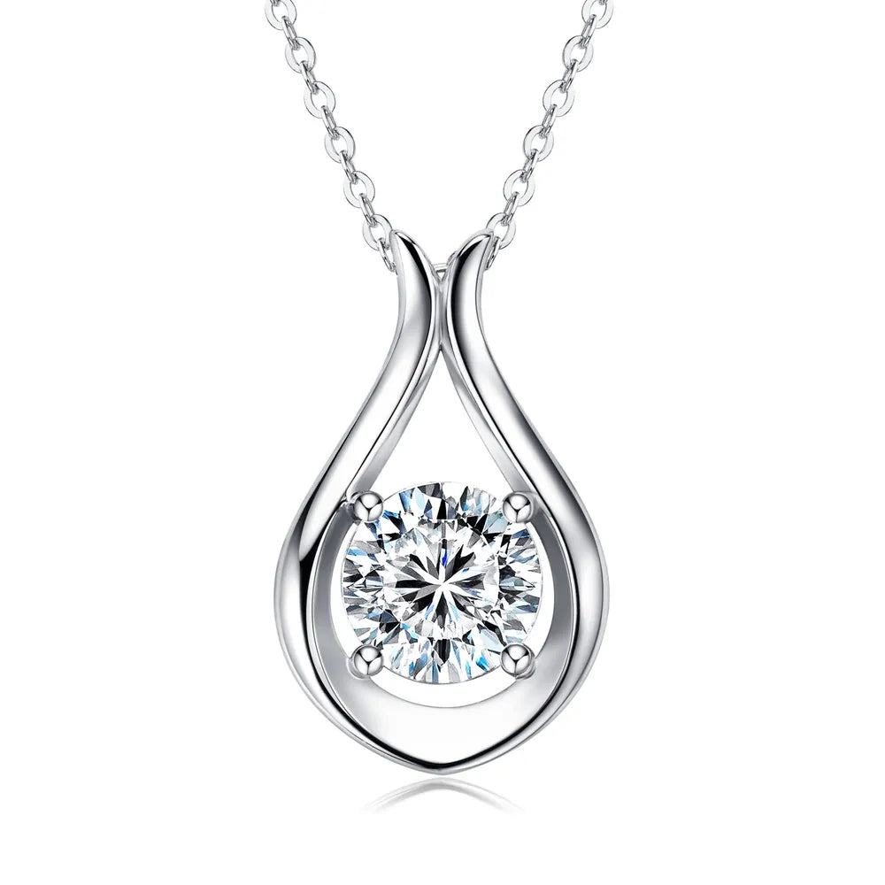 2 Carat Moissanite 925 Sterling Silver Pendant Necklace Easy Apparels