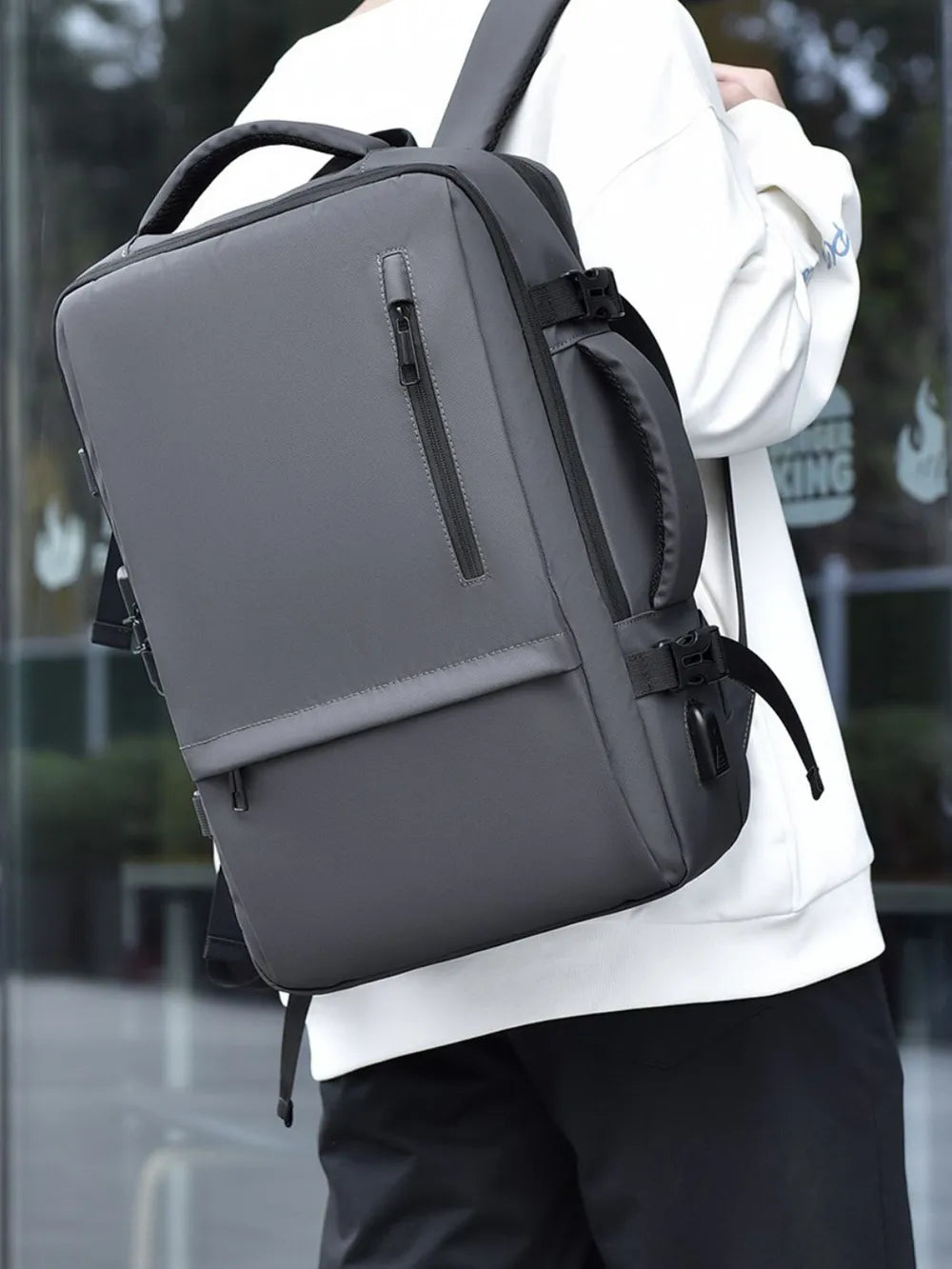 Multi-Pockets Adjustable Straps Backpack Bag Dark Gray One Size Easy Apparels