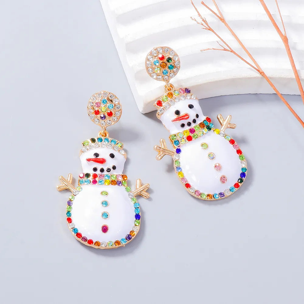 Alloy Rhinestone Snowman Earrings Easy Apparels