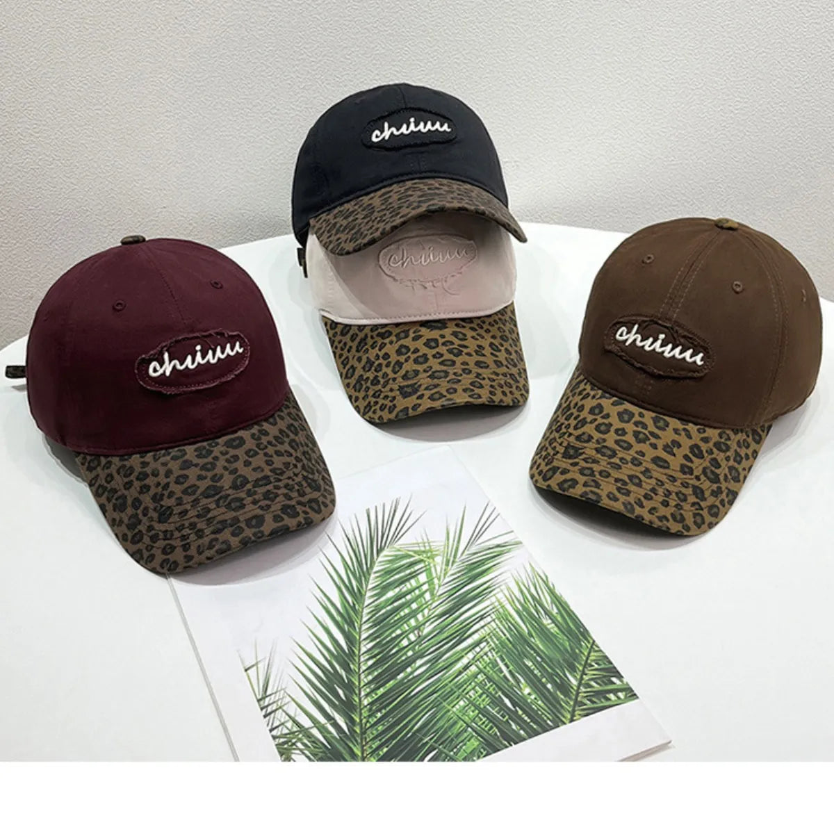 Leopard Print Baseball Cap with Embroidered Letter Easy Apparels