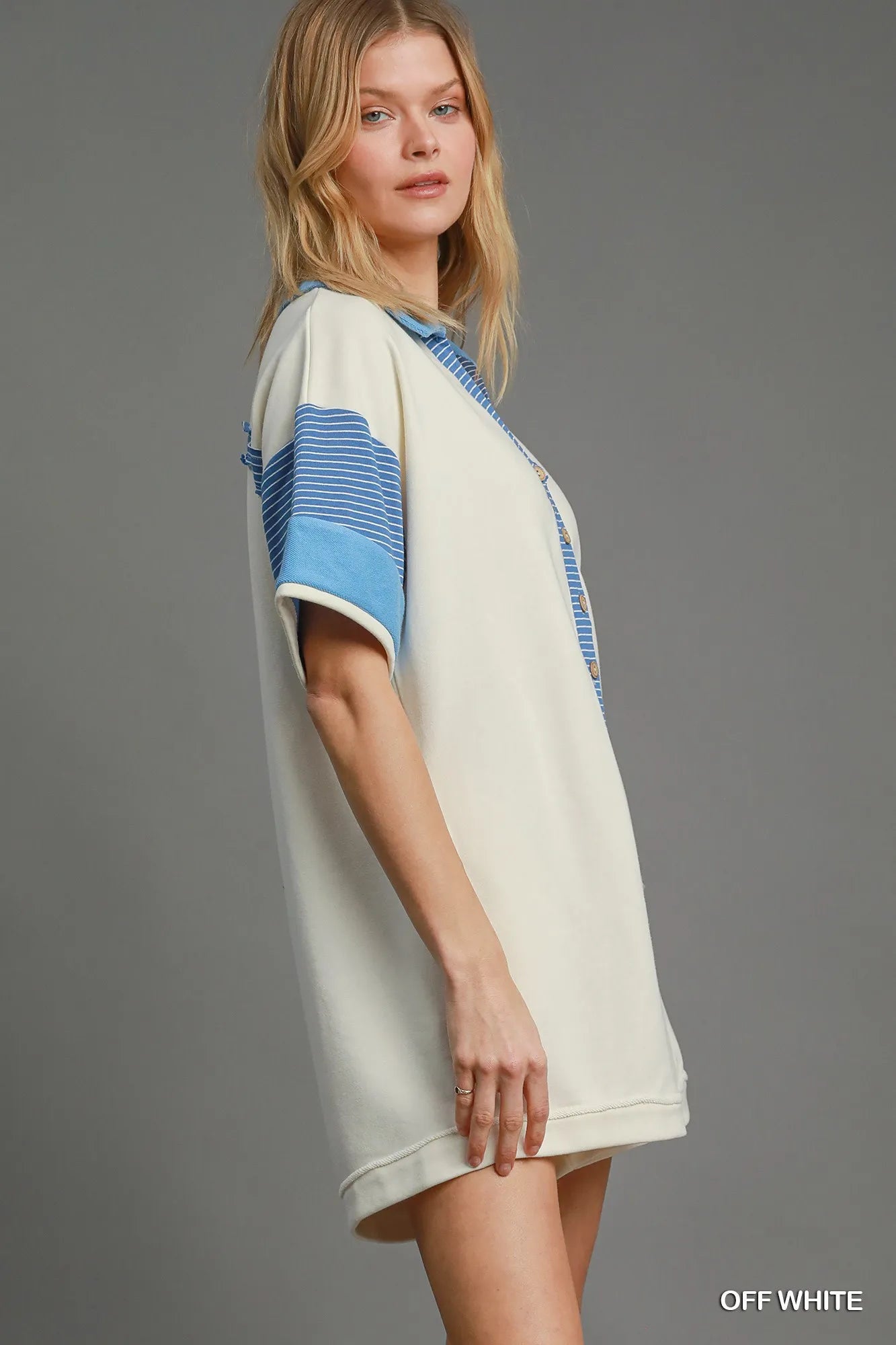 Umgee French Terry Collared Colorblock Romper Easy Apparels