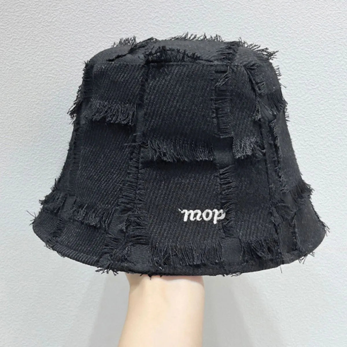 Frayed Edge Bucket Hat Black One Size Easy Apparels