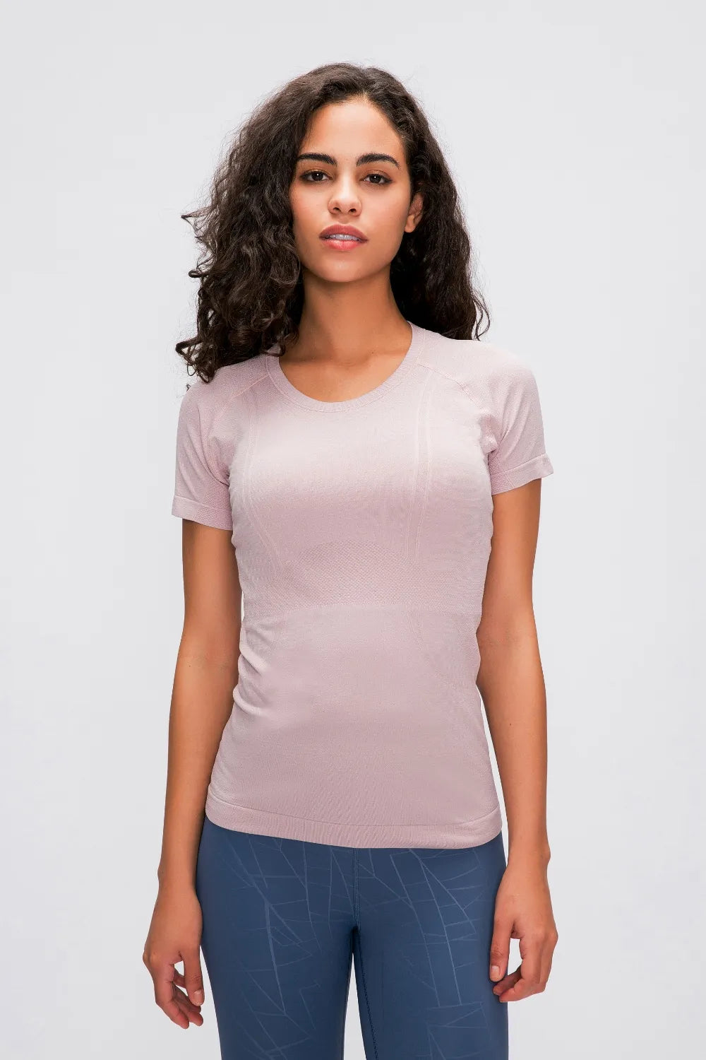 Millennia Round Neck Short Sleeve Active T-Shirt Dusty Pink Easy Apparels