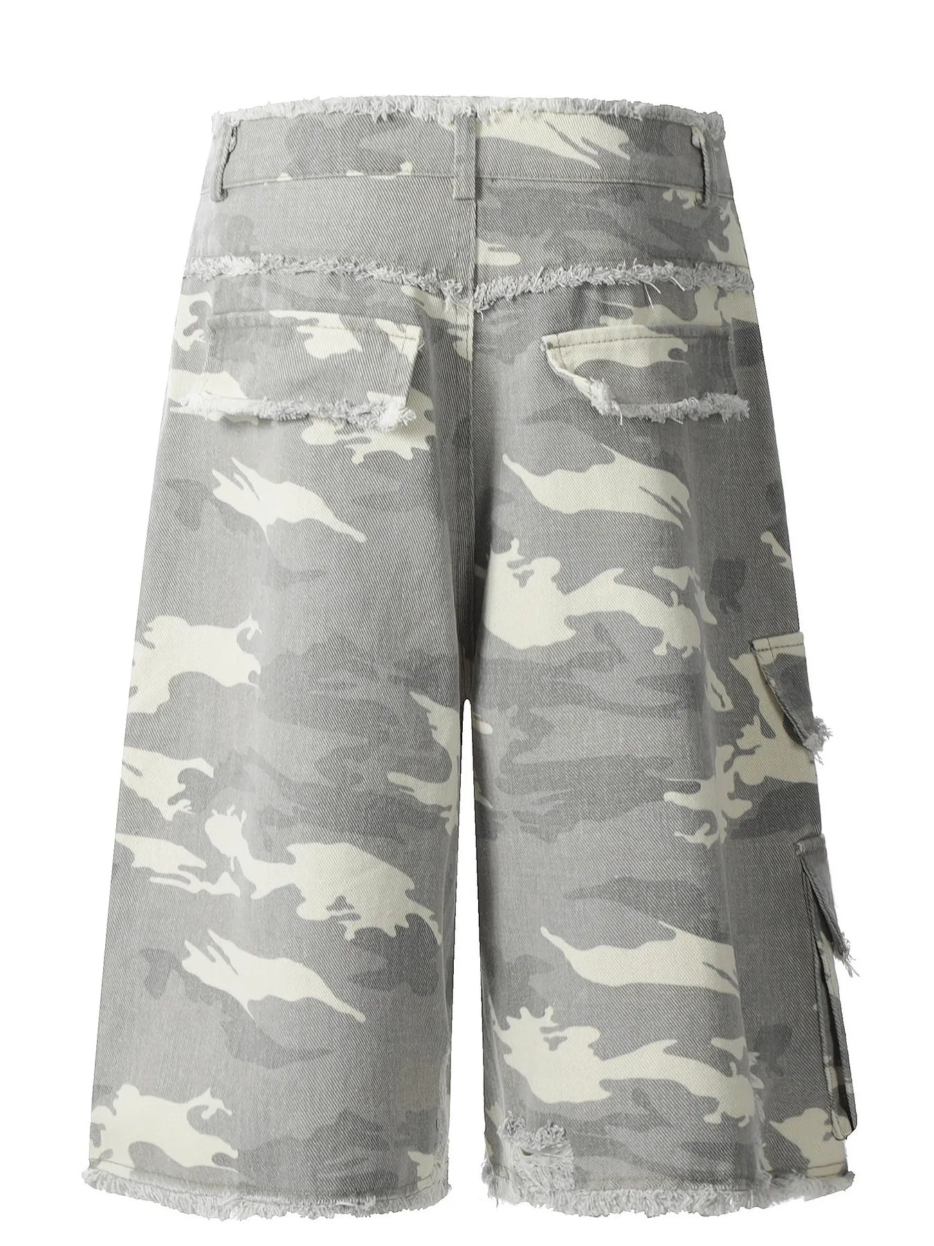 Men's Camouflage Denim Shorts with Raw Hem Easy Apparels
