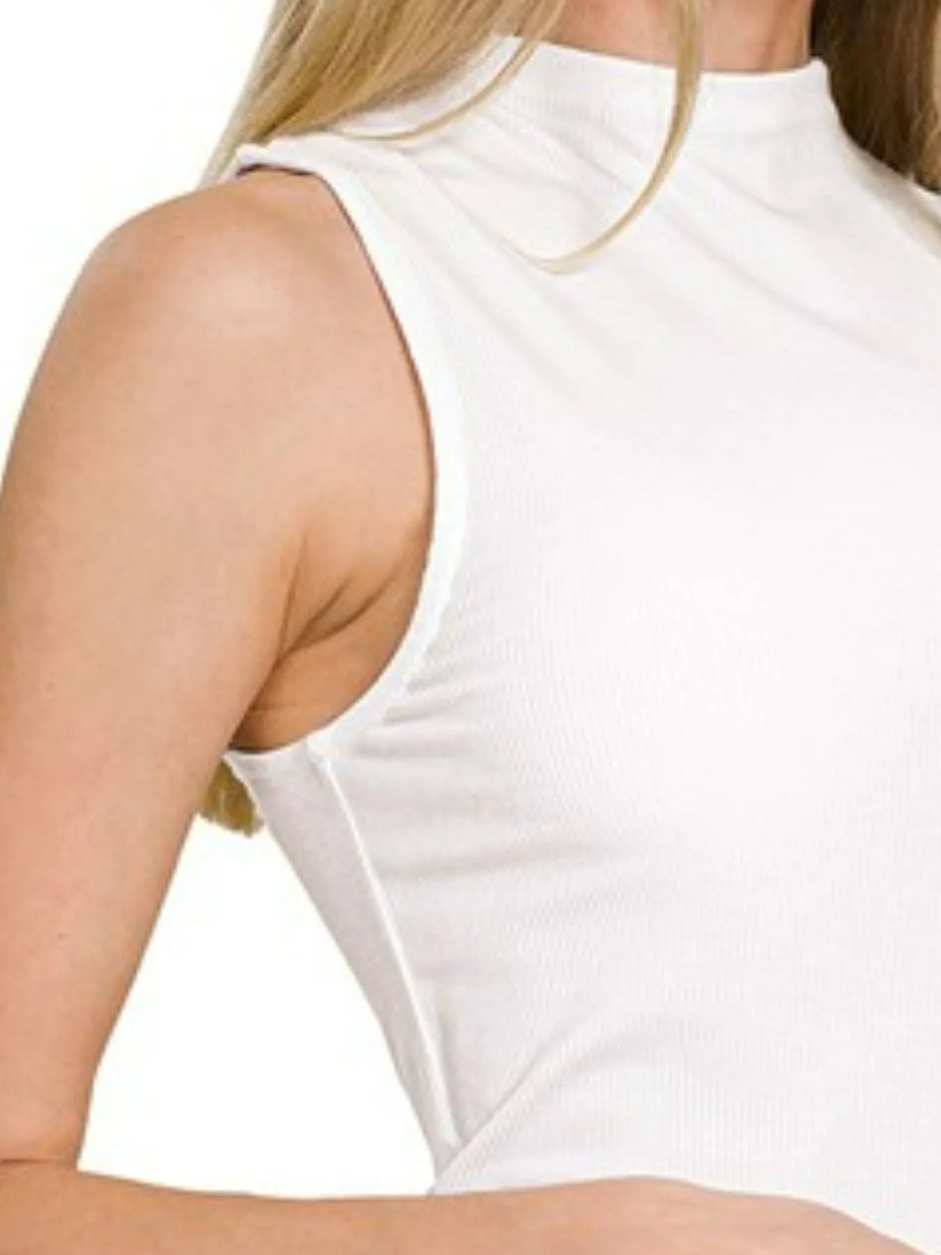Trendsi Zenana Ribbed Sleeveless Mock Neck Top