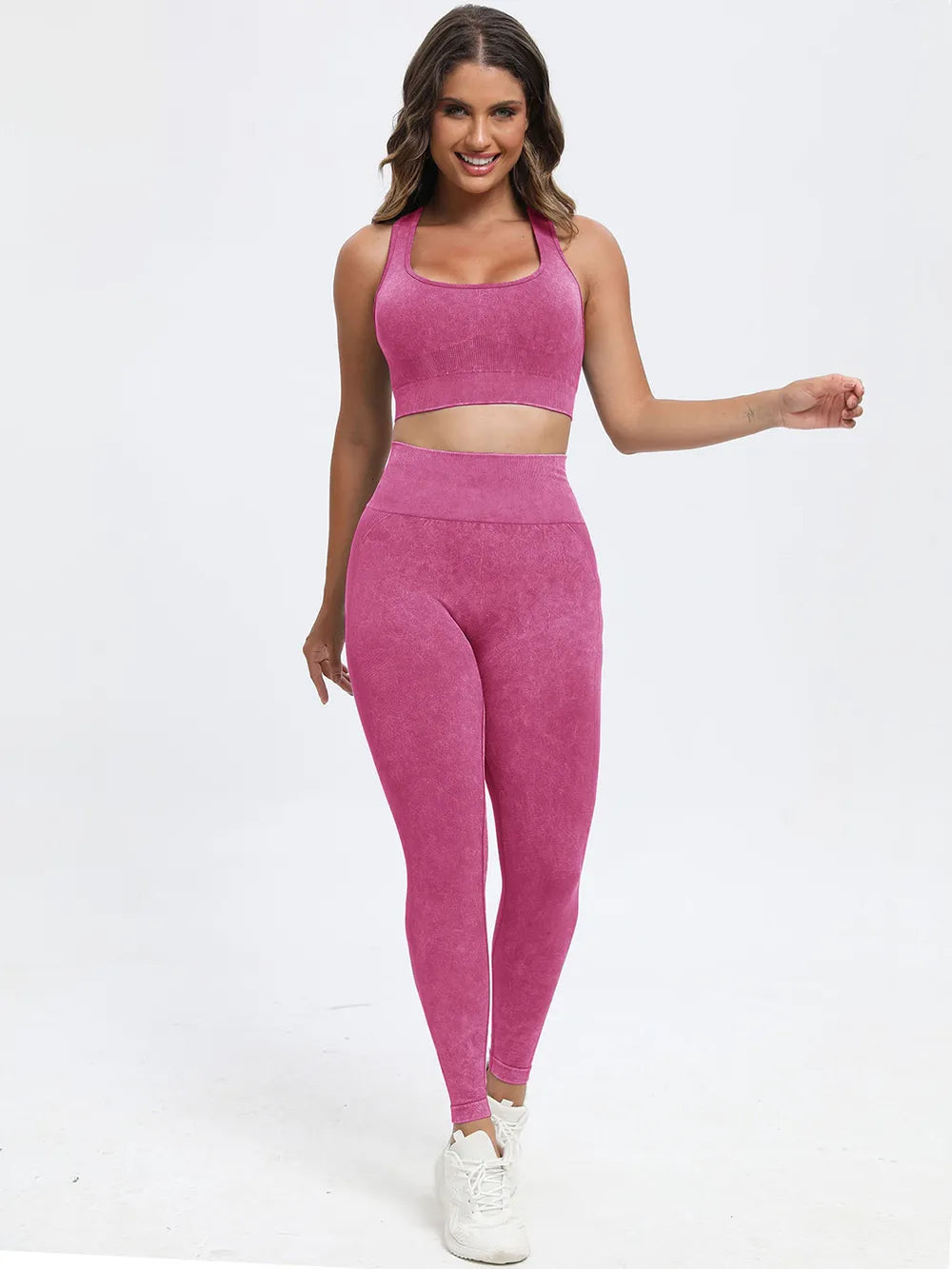 Scoop Neck Wide Strap Top and Pants Active Set Deep Rose Easy Apparels
