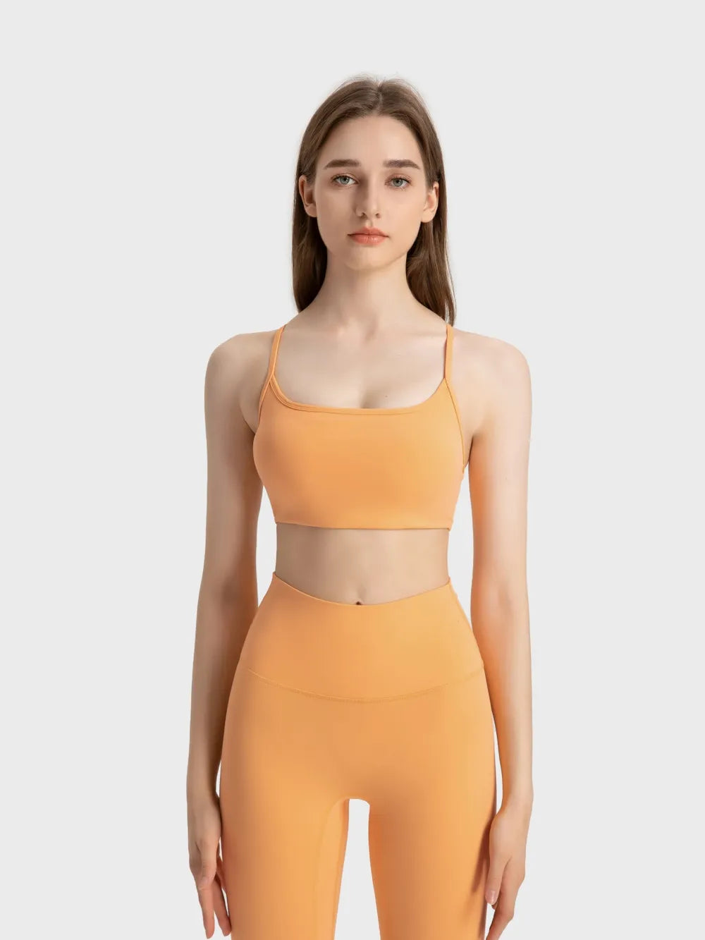 Millennia Crisscross Back Scoop Neck Active Cami with Detachable Chest Pads Easy Apparels