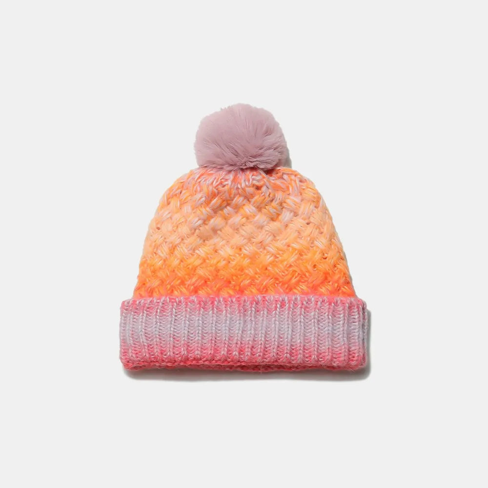 Gradient Knit Hat with Pompom Easy Apparels