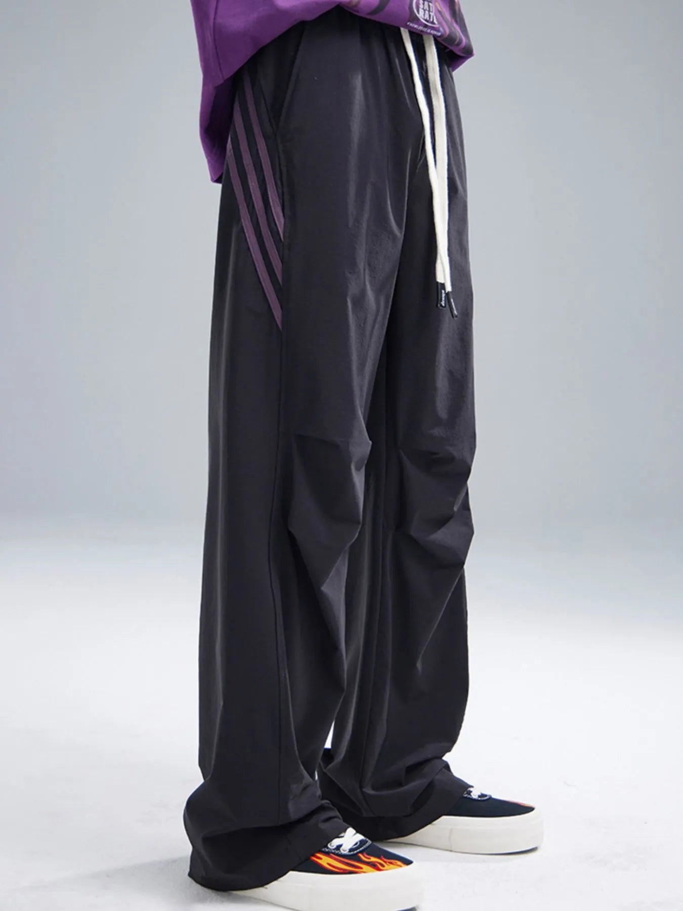 Men's Drawstring Ruched Pants with Side Stripes Easy Apparels