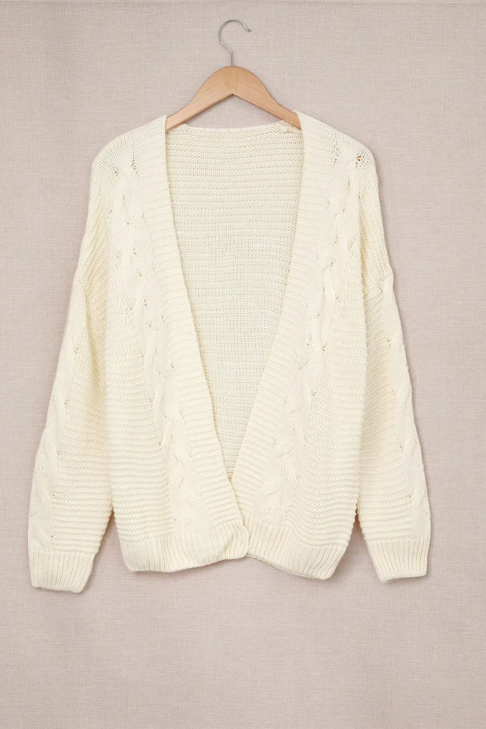 Cable-Knit Open Front Cardigan Easy Apparels