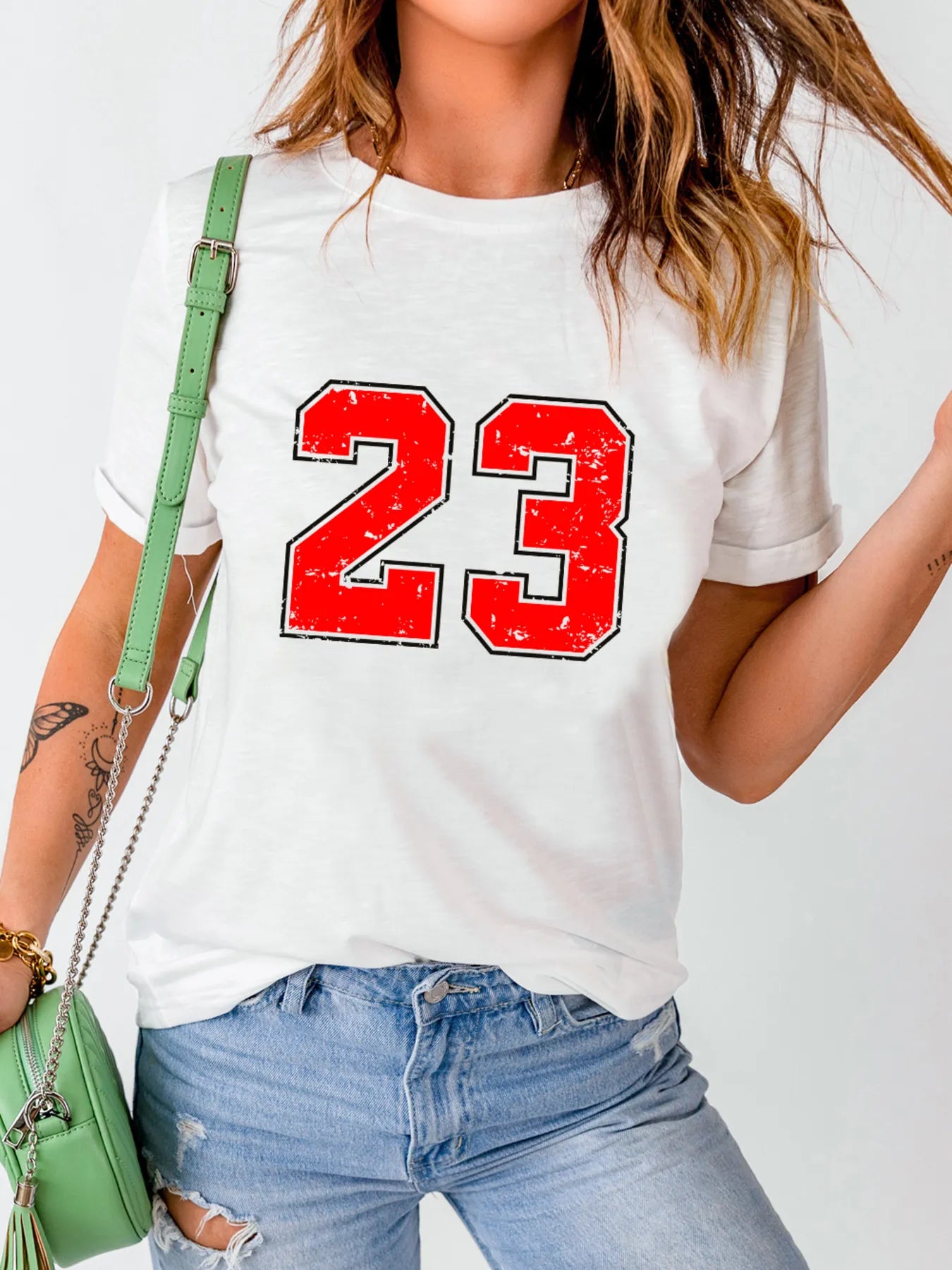 Trendsi Number 23 Round Neck Casual T Shirt