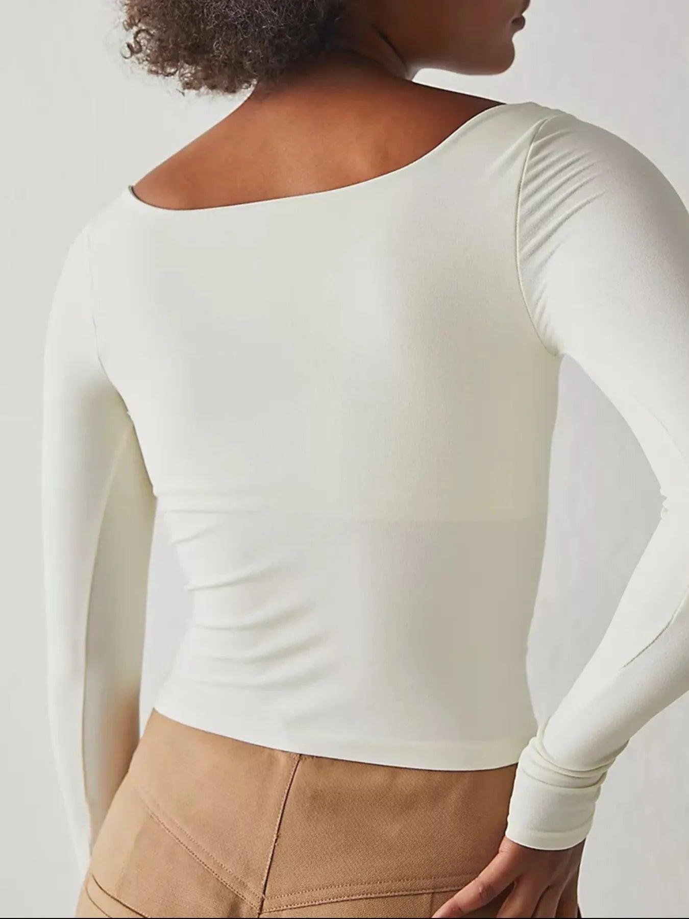 Trendsi Square Neck Fitted Long Sleeve T-Shirt
