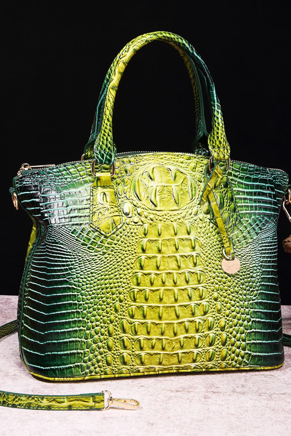 Gradient PU Leather Handbag Yellow Green One Size Easy Apparels
