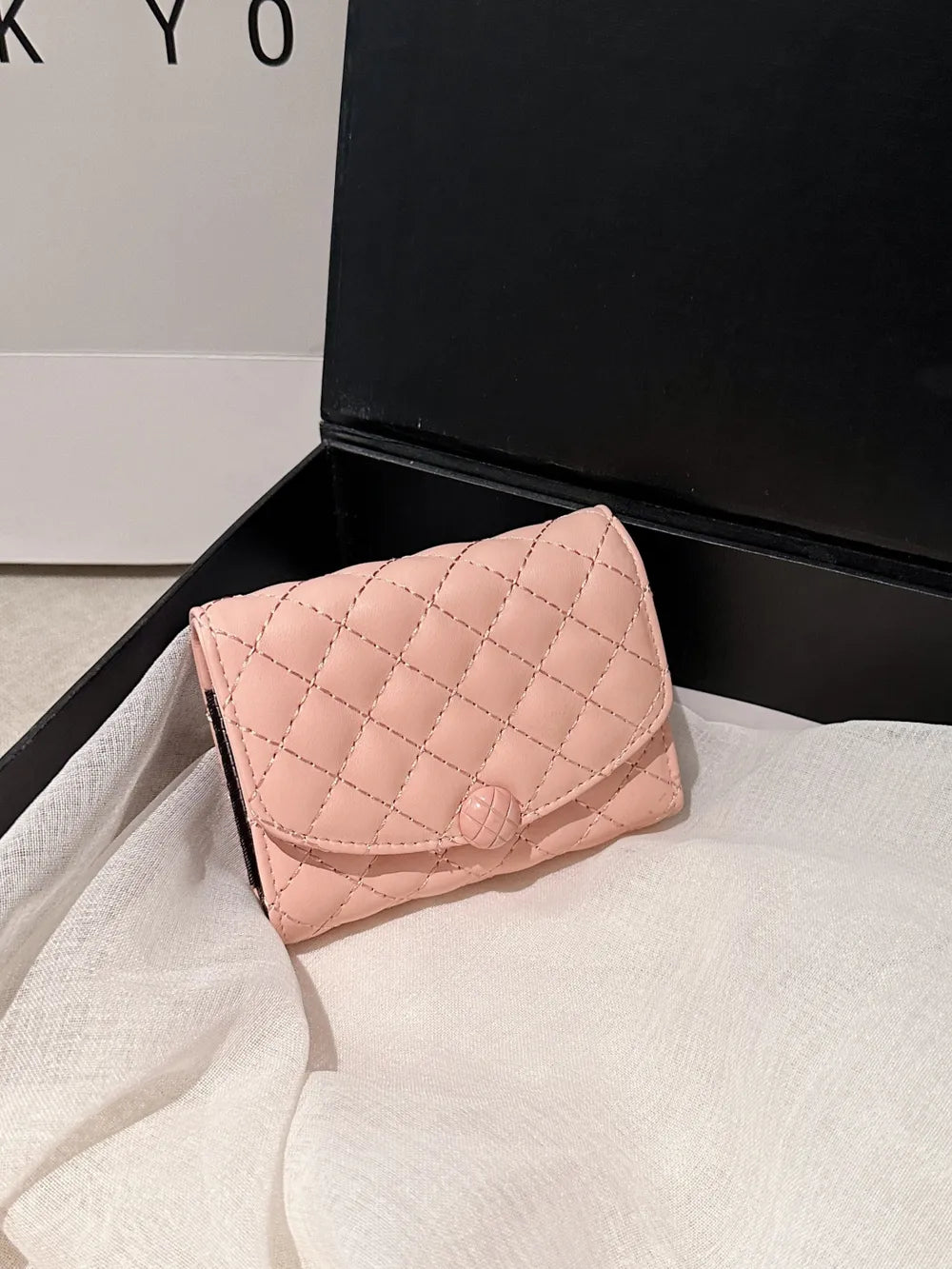PU Leather Solid Color Wallet Blush Pink One Size Easy Apparels