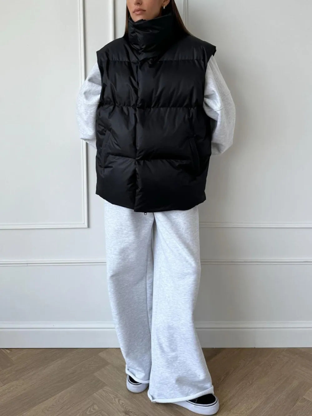 Zip Up Turtleneck Vest Coat Easy Apparels